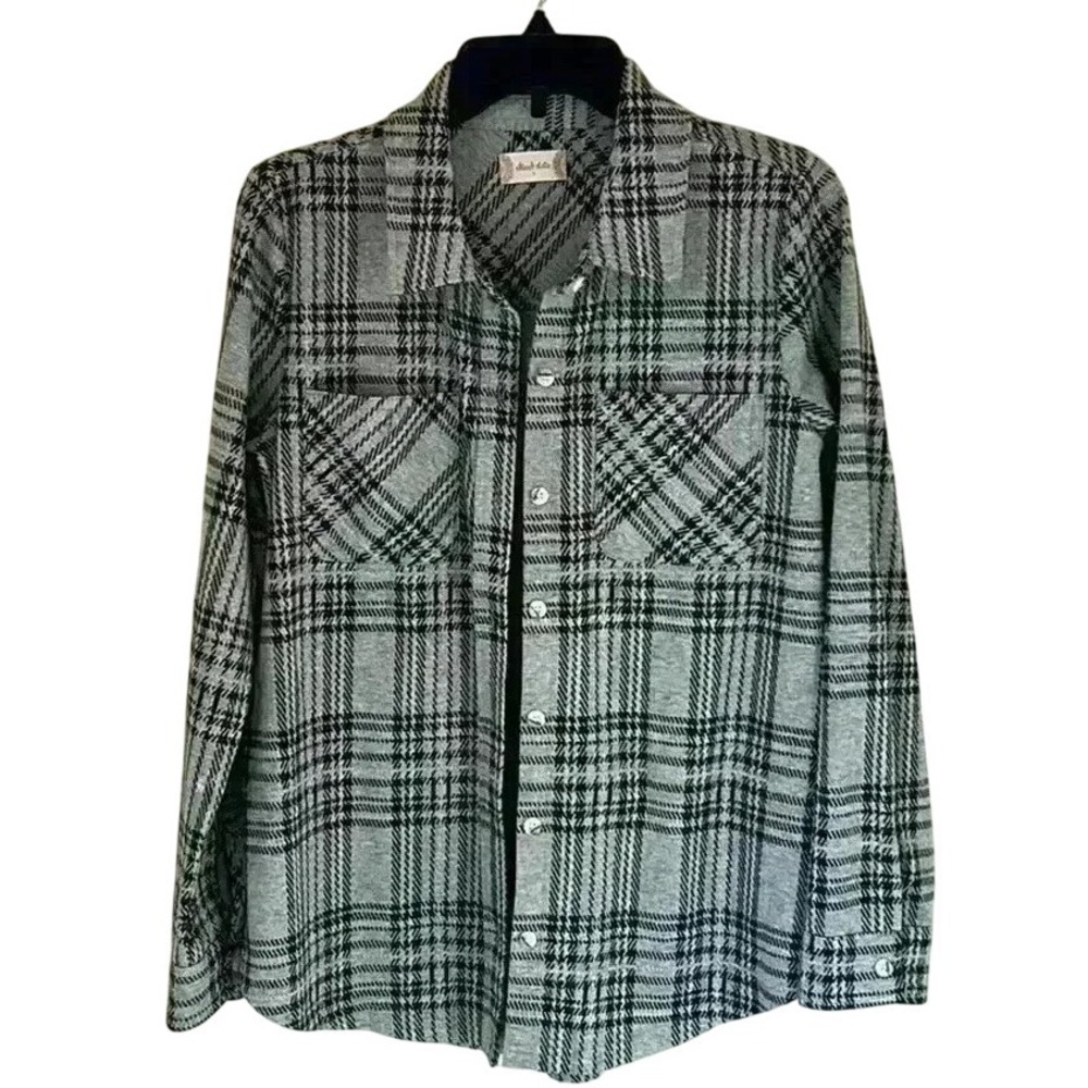 Altar'd State Soft Houndstooth Plaid Button Down Collared Shirt (SM) Fall Winter